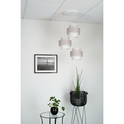 Brilagi - Lustra ar auklu DOVER SPACE 3xE27/15W/230V pelēka/krēmkrāsa