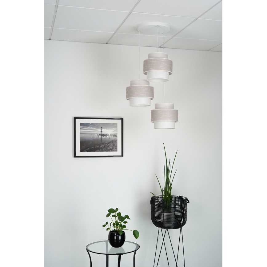 Brilagi - Lustra ar auklu DOVER SPACE 3xE27/15W/230V pelēka/krēmkrāsa