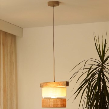 Brilagi - Lustra ar auklu FOREST 1xE27/15W/230V priede/bēša/krēmkrāsa