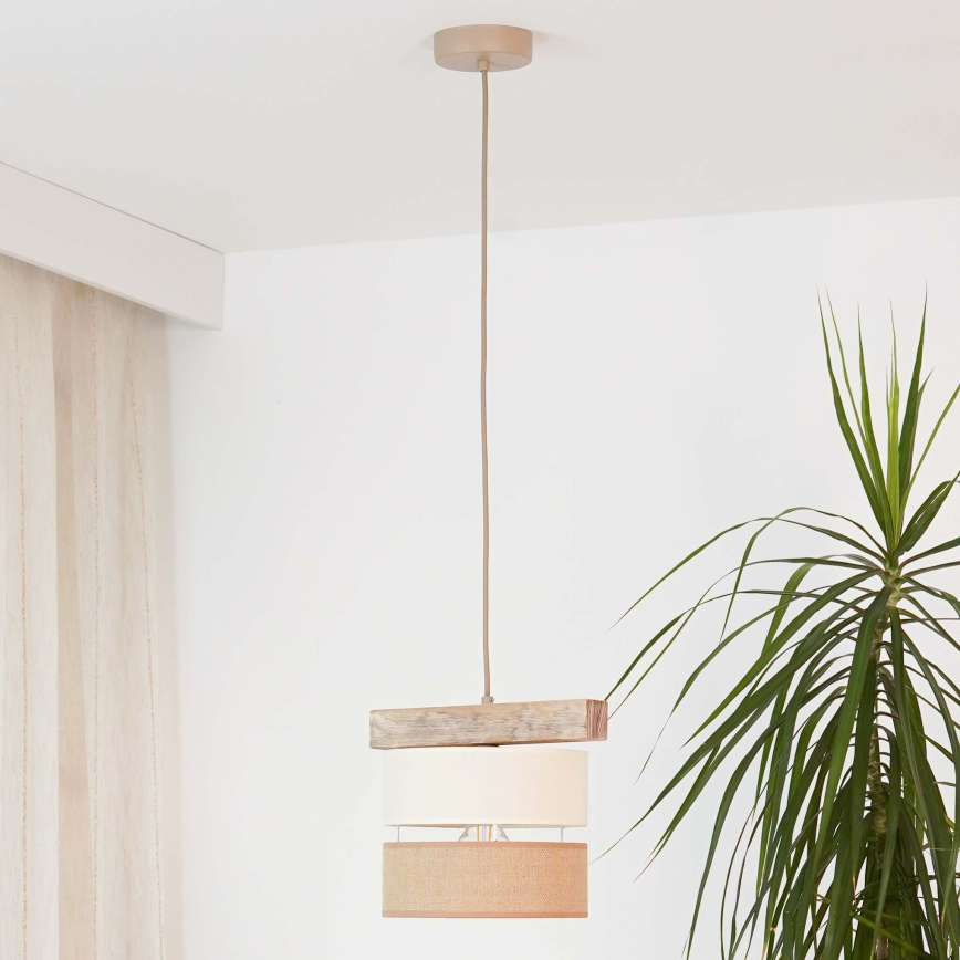 Brilagi - Lustra ar auklu FOREST 1xE27/15W/230V priede/bēša/krēmkrāsa
