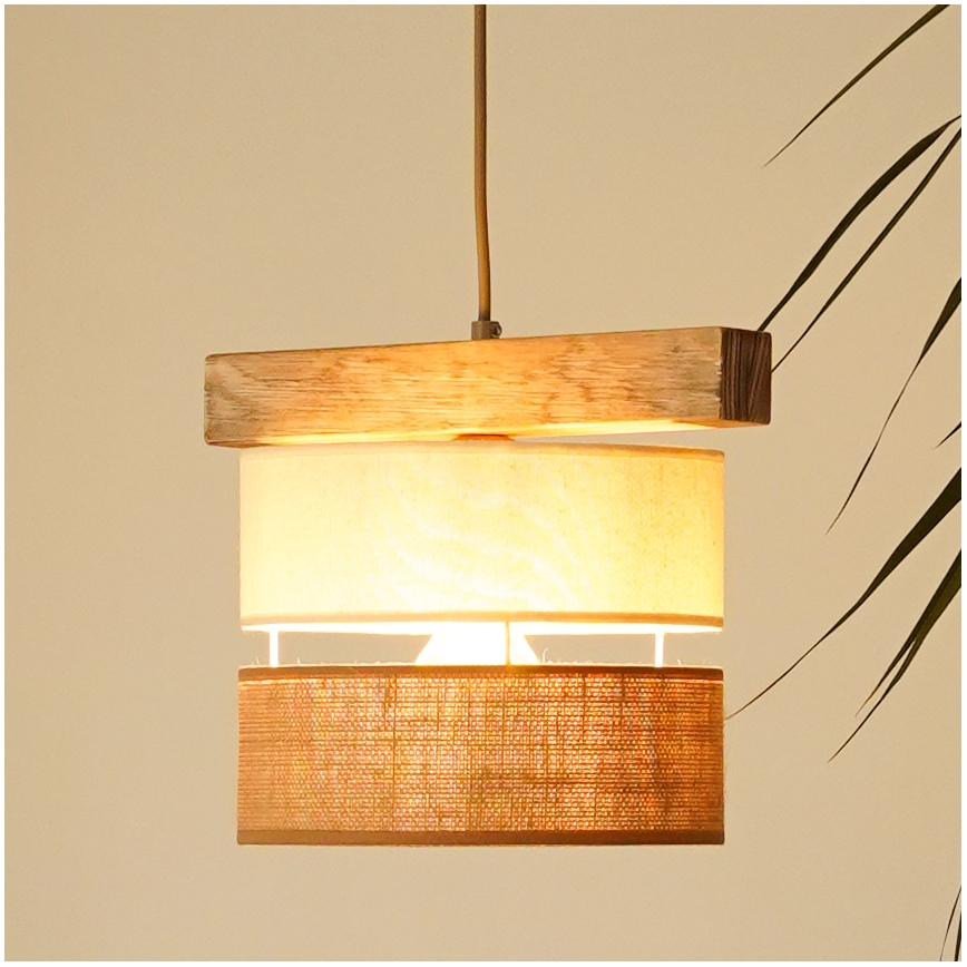 Brilagi - Lustra ar auklu FOREST 1xE27/15W/230V priede/bēša/krēmkrāsa
