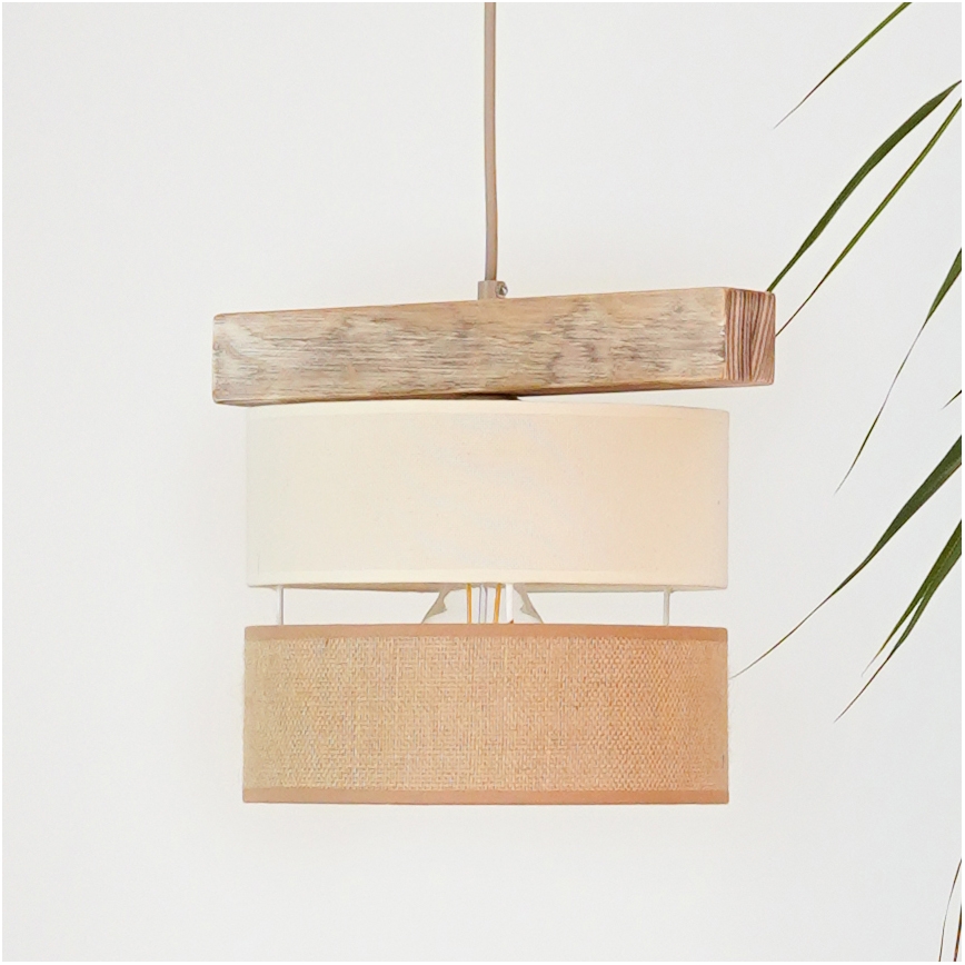 Brilagi - Lustra ar auklu FOREST 1xE27/15W/230V priede/bēša/krēmkrāsa