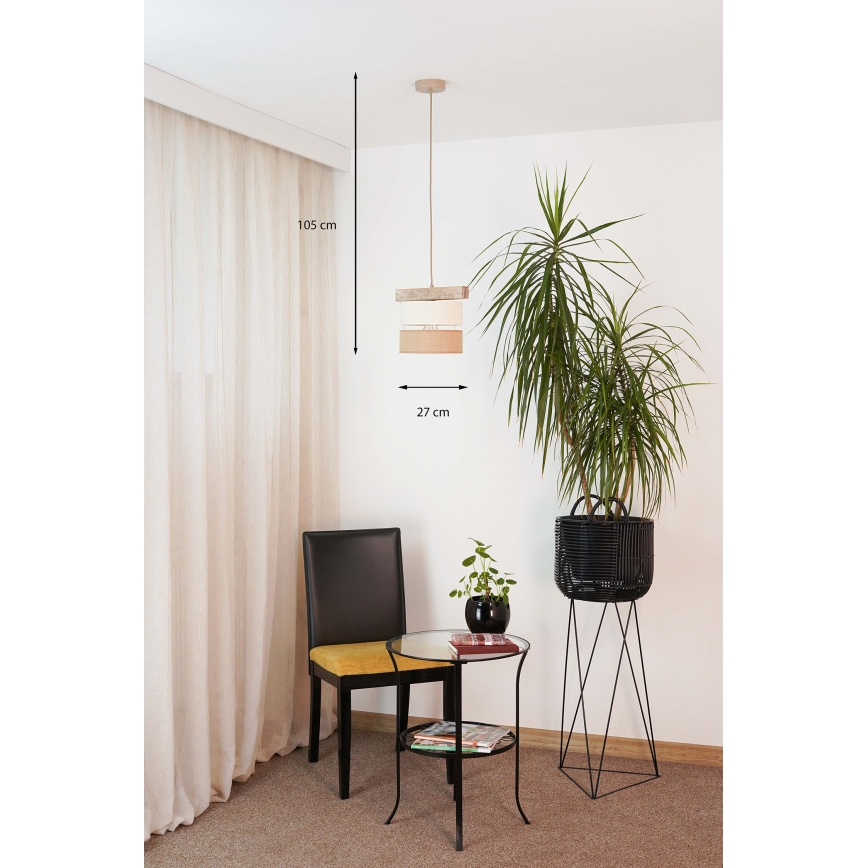 Brilagi - Lustra ar auklu FOREST 1xE27/15W/230V priede/bēša/krēmkrāsa