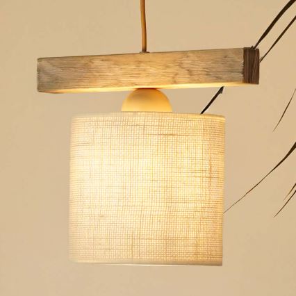Brilagi - Lustra ar auklu FOREST 1xE27/15W/230V priede/brūna/krēmkrāsa