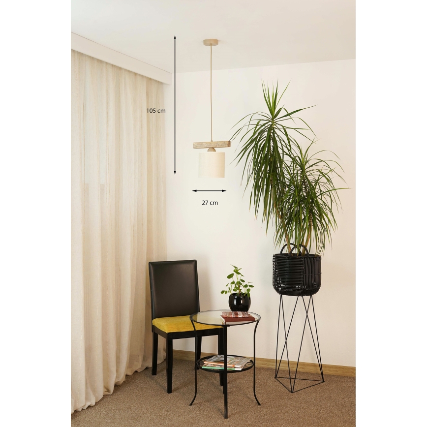 Brilagi - Lustra ar auklu FOREST 1xE27/15W/230V priede/brūna/krēmkrāsa