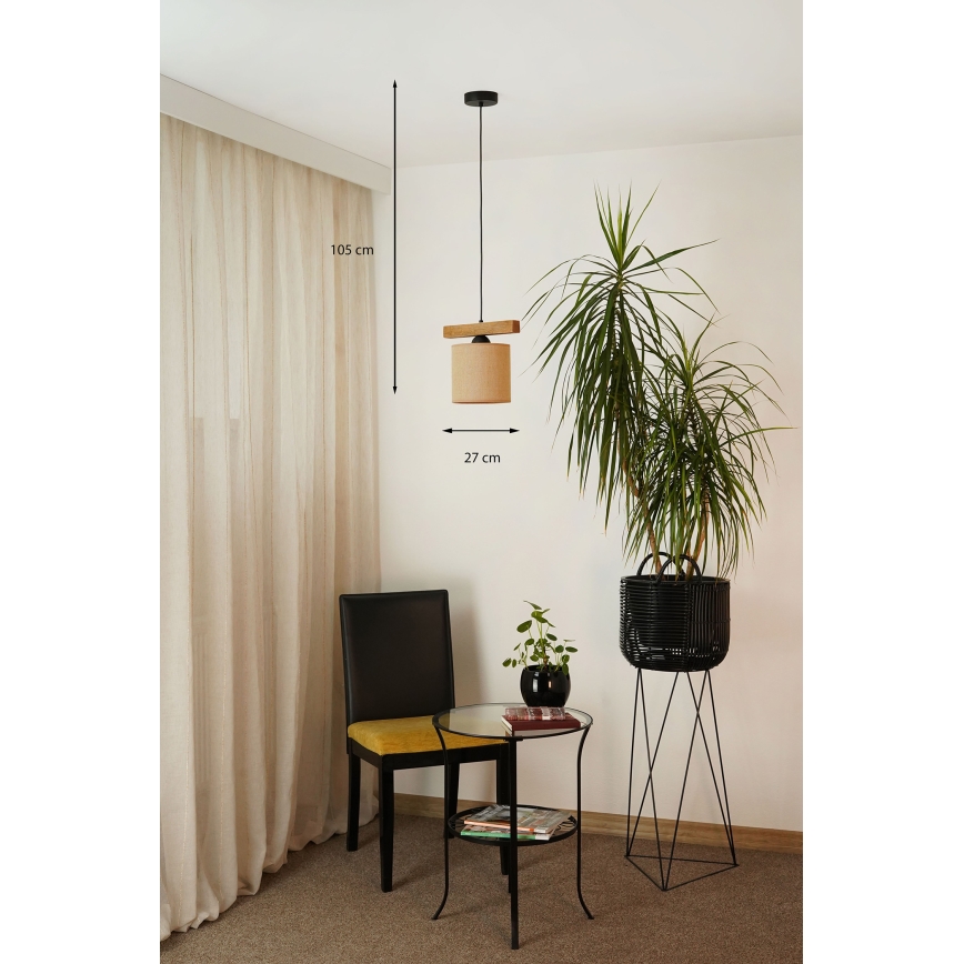Brilagi - Lustra ar auklu FOREST 1xE27/15W/230V priede/brūna/melna