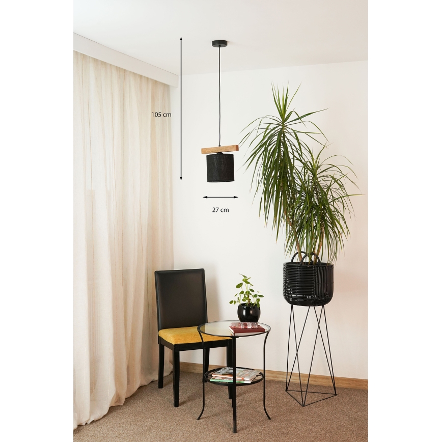 Brilagi - Lustra ar auklu FOREST 1xE27/15W/230V priede/melna