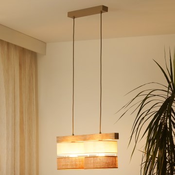 Brilagi - Lustra ar auklu FOREST 2xE27/15W/230V priede/bēša/krēmkrāsa