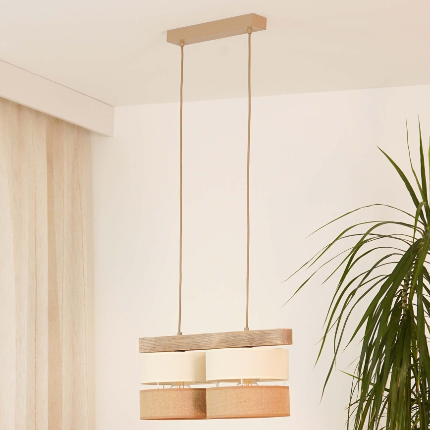 Brilagi - Lustra ar auklu FOREST 2xE27/15W/230V priede/bēša/krēmkrāsa