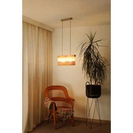 Brilagi - Lustra ar auklu FOREST 2xE27/15W/230V priede/bēša/krēmkrāsa