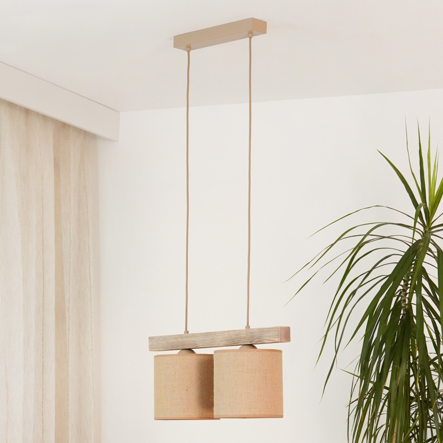 Brilagi - Lustra ar auklu FOREST 2xE27/15W/230V priede/brūna