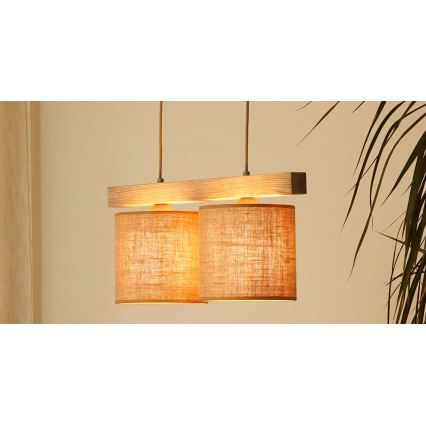 Brilagi - Lustra ar auklu FOREST 2xE27/15W/230V priede/brūna