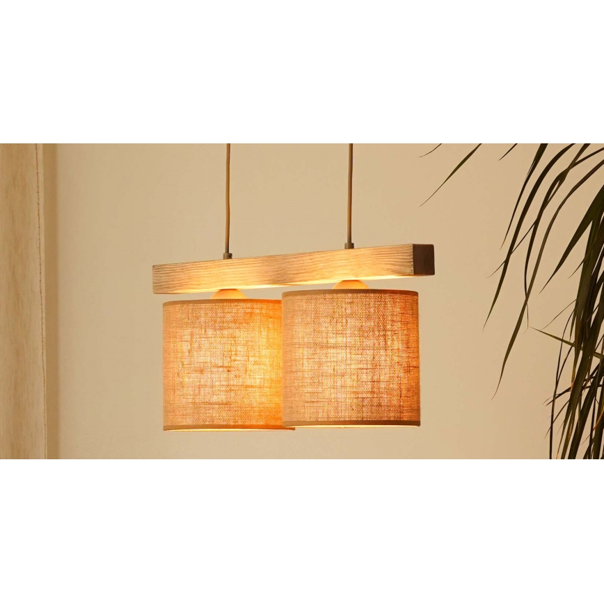 Brilagi - Lustra ar auklu FOREST 2xE27/15W/230V priede/brūna