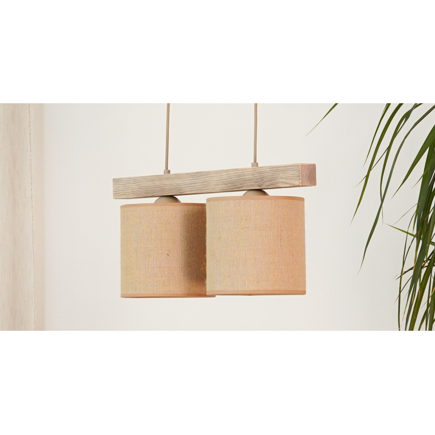 Brilagi - Lustra ar auklu FOREST 2xE27/15W/230V priede/brūna