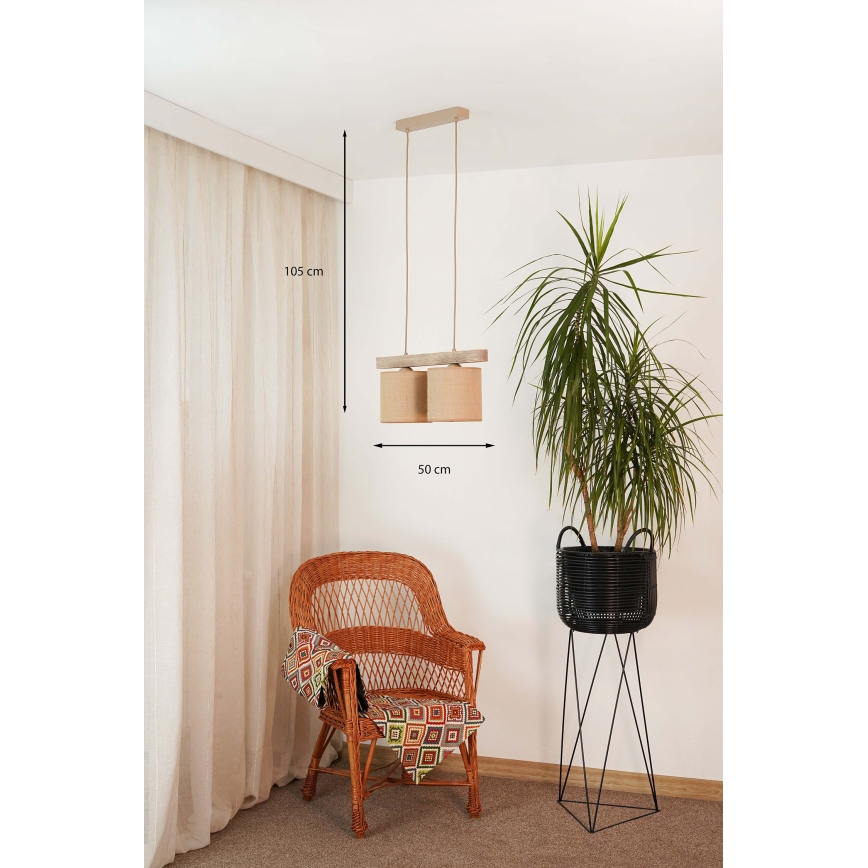 Brilagi - Lustra ar auklu FOREST 2xE27/15W/230V priede/brūna