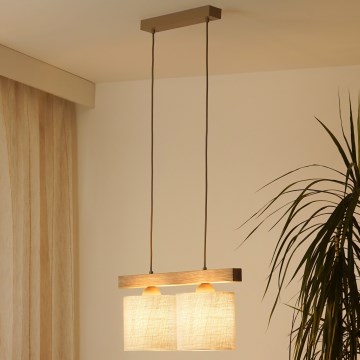 Brilagi - Lustra ar auklu FOREST 2xE27/15W/230V priede/brūna/krēmkrāsa