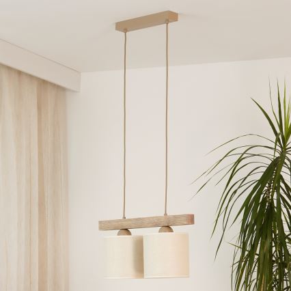 Brilagi - Lustra ar auklu FOREST 2xE27/15W/230V priede/brūna/krēmkrāsa