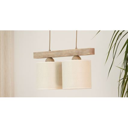 Brilagi - Lustra ar auklu FOREST 2xE27/15W/230V priede/brūna/krēmkrāsa