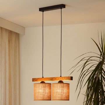 Brilagi - Lustra ar auklu FOREST 2xE27/15W/230V priede/brūna/melna