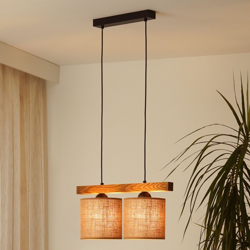 Brilagi - Lustra ar auklu FOREST 2xE27/15W/230V priede/brūna/melna