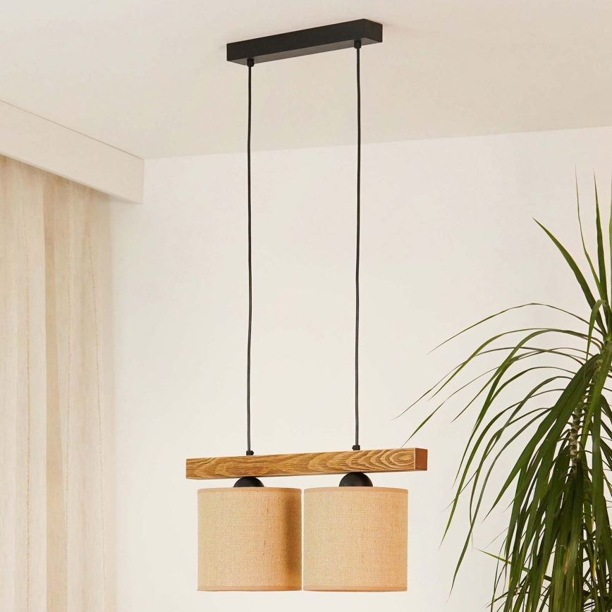 Brilagi - Lustra ar auklu FOREST 2xE27/15W/230V priede/brūna/melna