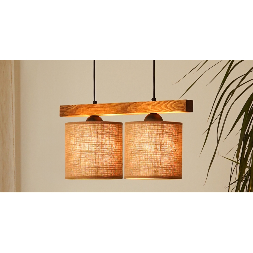 Brilagi - Lustra ar auklu FOREST 2xE27/15W/230V priede/brūna/melna