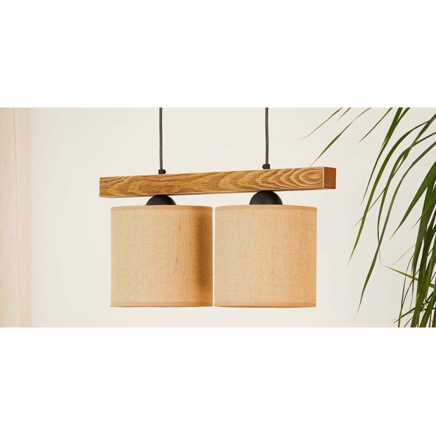 Brilagi - Lustra ar auklu FOREST 2xE27/15W/230V priede/brūna/melna