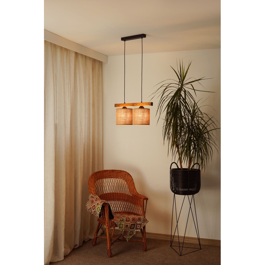 Brilagi - Lustra ar auklu FOREST 2xE27/15W/230V priede/brūna/melna