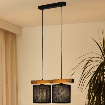 Brilagi - Lustra ar auklu FOREST 2xE27/15W/230V priede/melna