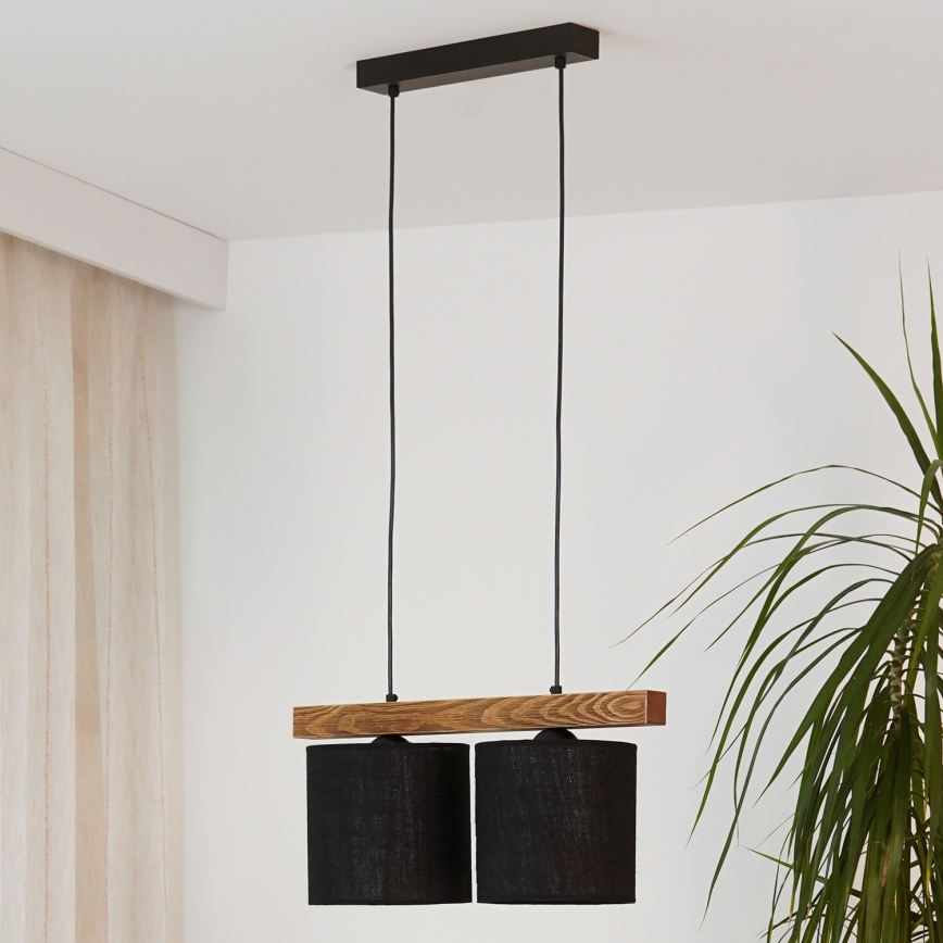 Brilagi - Lustra ar auklu FOREST 2xE27/15W/230V priede/melna