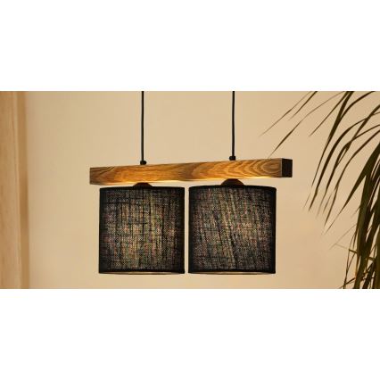 Brilagi - Lustra ar auklu FOREST 2xE27/15W/230V priede/melna