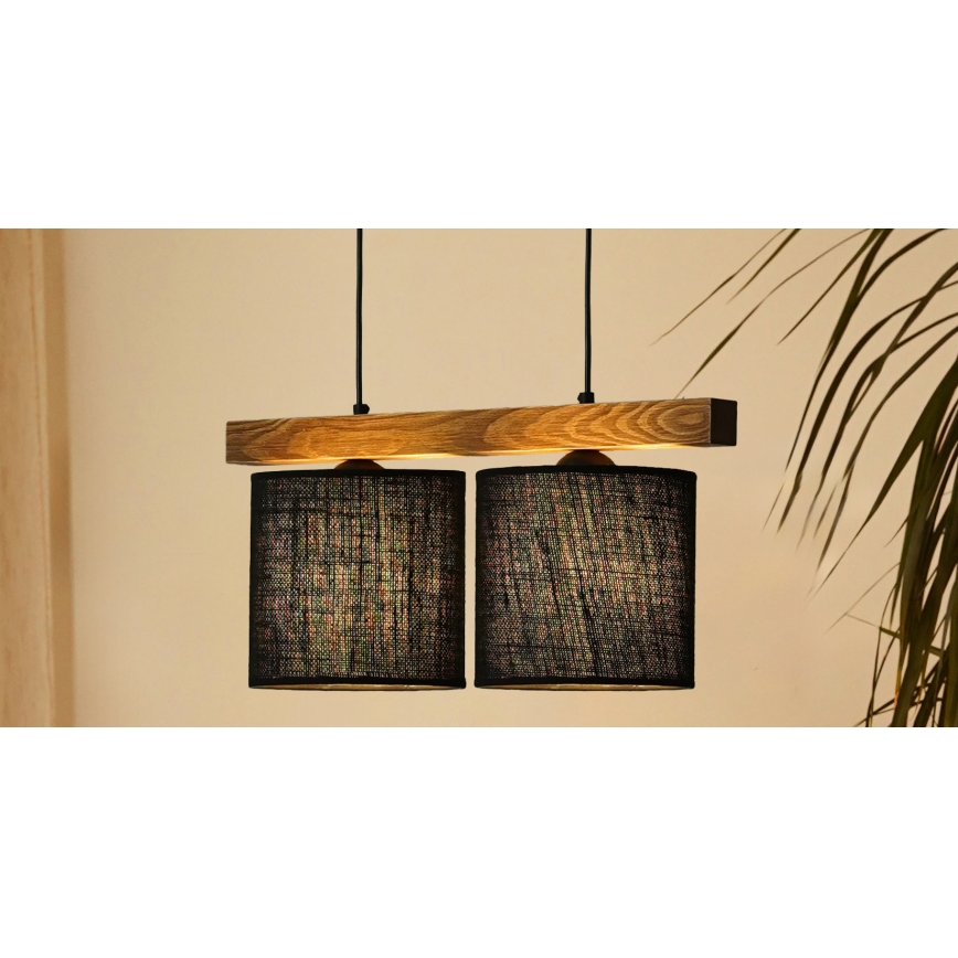 Brilagi - Lustra ar auklu FOREST 2xE27/15W/230V priede/melna