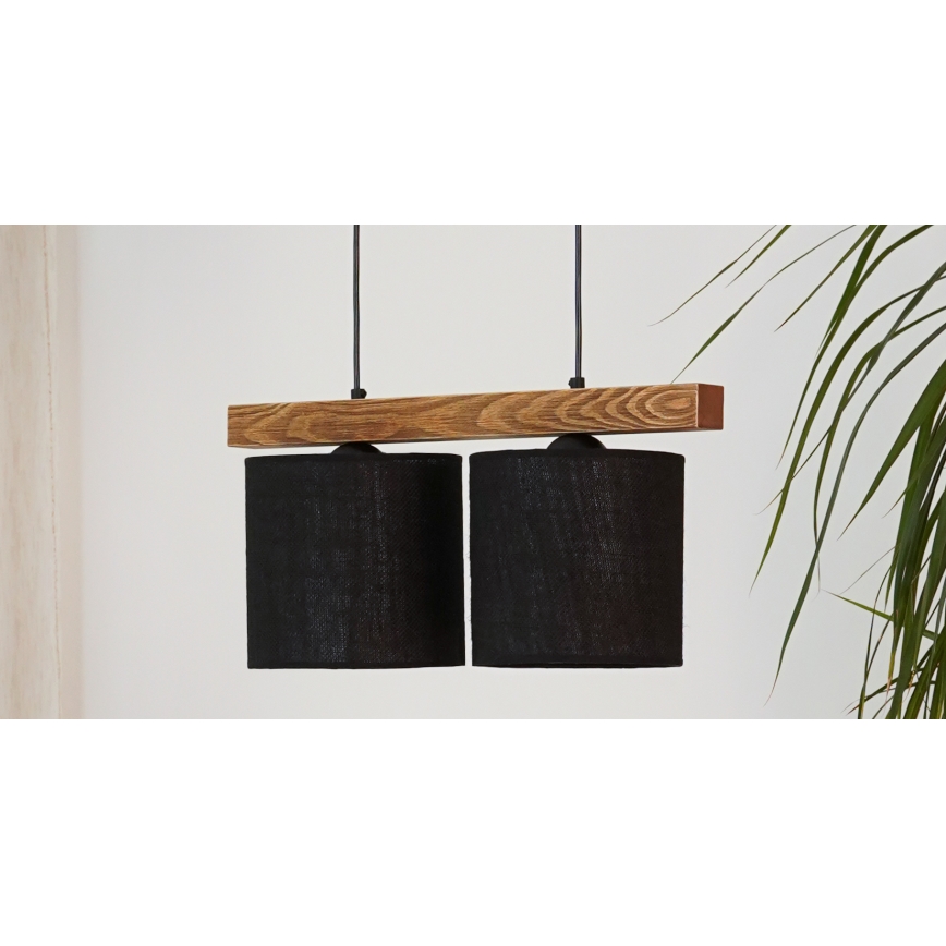 Brilagi - Lustra ar auklu FOREST 2xE27/15W/230V priede/melna