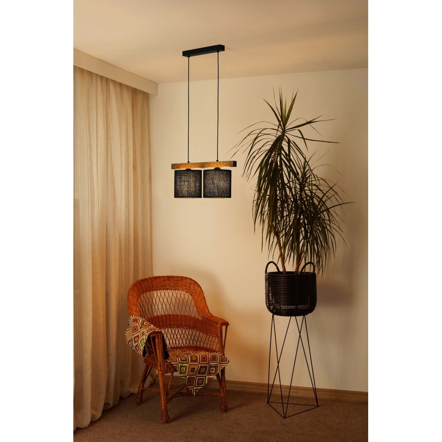 Brilagi - Lustra ar auklu FOREST 2xE27/15W/230V priede/melna