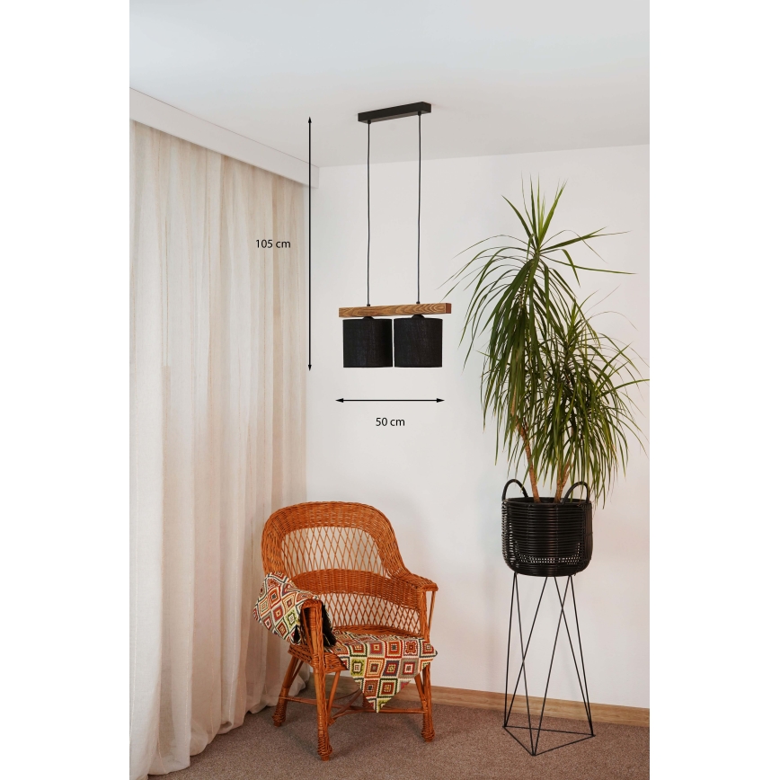 Brilagi - Lustra ar auklu FOREST 2xE27/15W/230V priede/melna