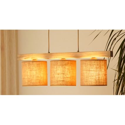 Brilagi - Lustra ar auklu FOREST 3xE27/15W/230V priede/brūna