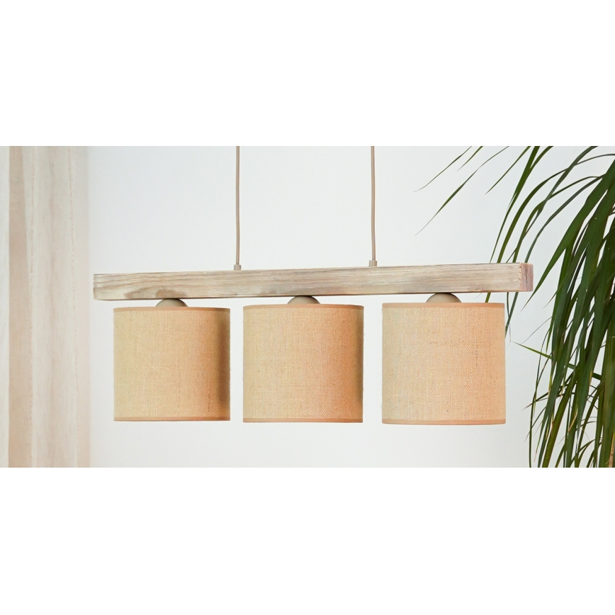 Brilagi - Lustra ar auklu FOREST 3xE27/15W/230V priede/brūna