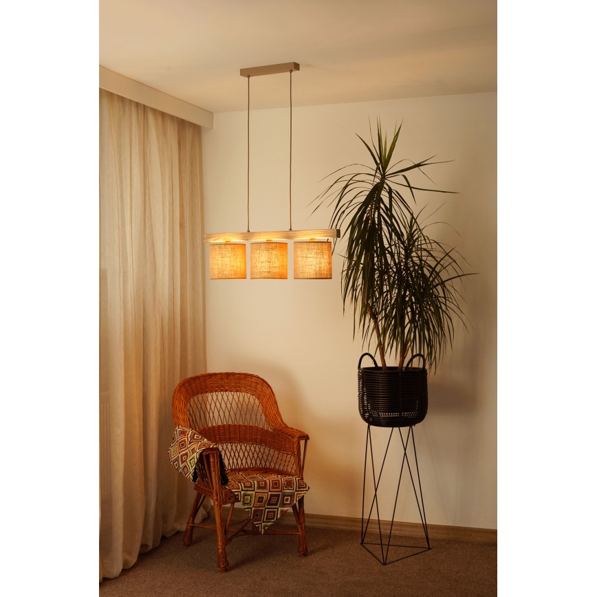 Brilagi - Lustra ar auklu FOREST 3xE27/15W/230V priede/brūna