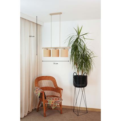 Brilagi - Lustra ar auklu FOREST 3xE27/15W/230V priede/brūna