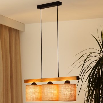 Brilagi - Lustra ar auklu FOREST 3xE27/15W/230V priede/brūna/melna