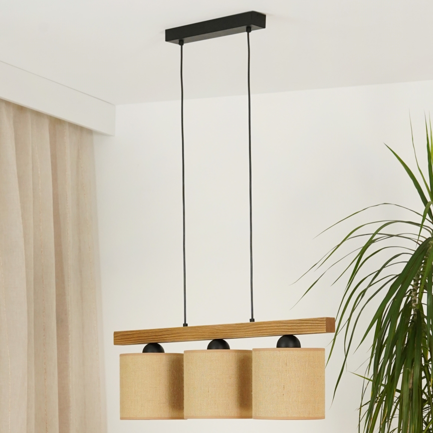 Brilagi - Lustra ar auklu FOREST 3xE27/15W/230V priede/brūna/melna