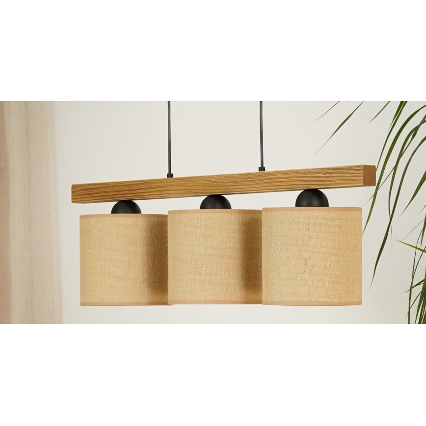 Brilagi - Lustra ar auklu FOREST 3xE27/15W/230V priede/brūna/melna