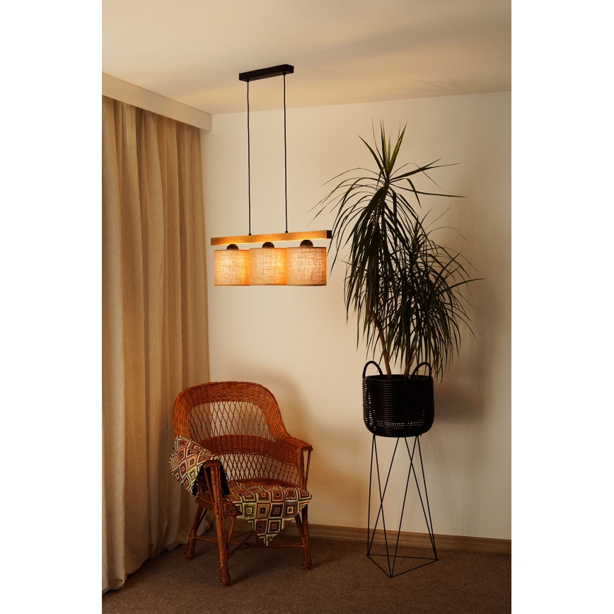 Brilagi - Lustra ar auklu FOREST 3xE27/15W/230V priede/brūna/melna