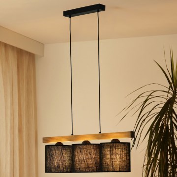 Brilagi - Lustra ar auklu FOREST 3xE27/15W/230V priede/melna