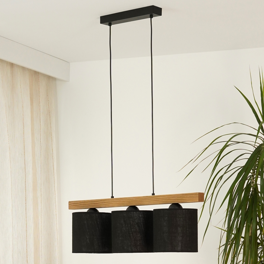 Brilagi - Lustra ar auklu FOREST 3xE27/15W/230V priede/melna