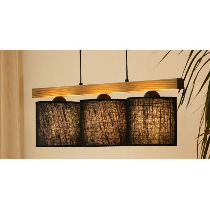 Brilagi - Lustra ar auklu FOREST 3xE27/15W/230V priede/melna