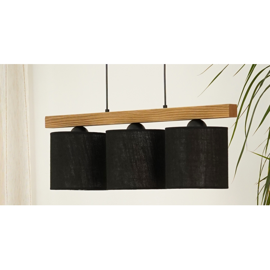 Brilagi - Lustra ar auklu FOREST 3xE27/15W/230V priede/melna