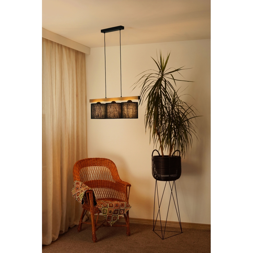 Brilagi - Lustra ar auklu FOREST 3xE27/15W/230V priede/melna