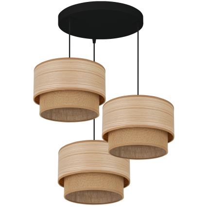 Brilagi - Lustra ar auklu MONTANA BOHO 3xE27/15W/230V brūna/melna