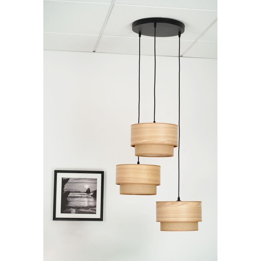 Brilagi - Lustra ar auklu MONTANA BOHO 3xE27/15W/230V brūna/melna